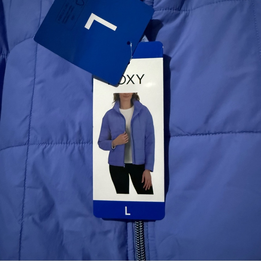 Roxy Women's Quilted Jacket, Blue, Size Large - Picture 2 of 5